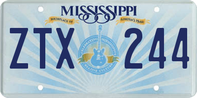 MS license plate ZTX244