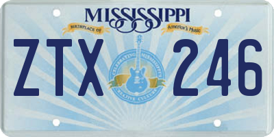 MS license plate ZTX246