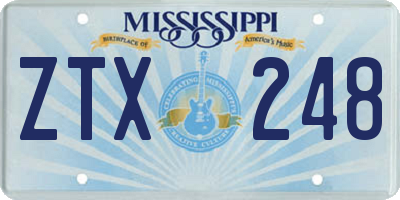 MS license plate ZTX248