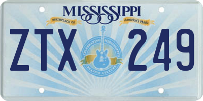 MS license plate ZTX249