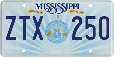 MS license plate ZTX250
