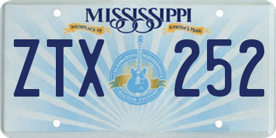 MS license plate ZTX252