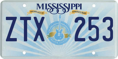 MS license plate ZTX253