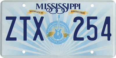 MS license plate ZTX254