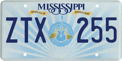 MS license plate ZTX255