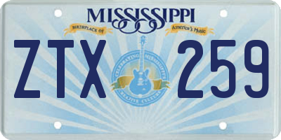 MS license plate ZTX259