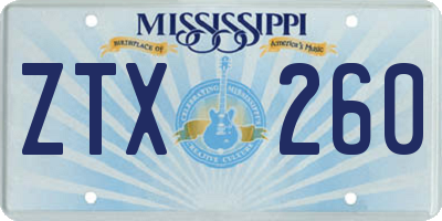 MS license plate ZTX260