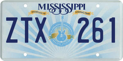 MS license plate ZTX261