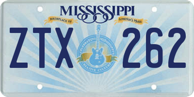 MS license plate ZTX262