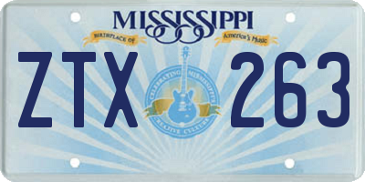 MS license plate ZTX263