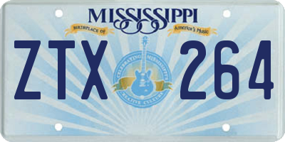 MS license plate ZTX264