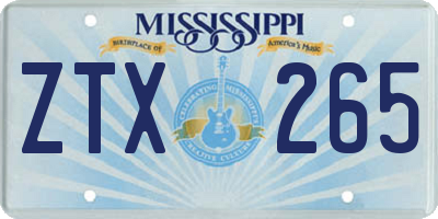 MS license plate ZTX265