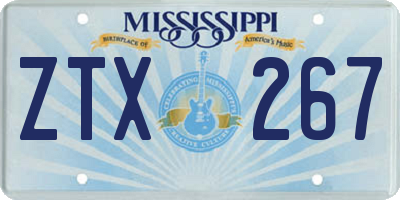 MS license plate ZTX267