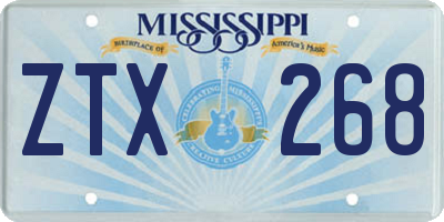 MS license plate ZTX268