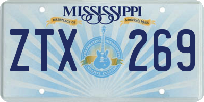 MS license plate ZTX269