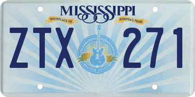 MS license plate ZTX271