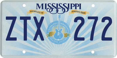 MS license plate ZTX272