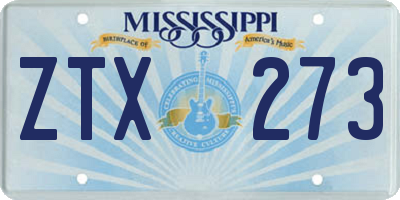 MS license plate ZTX273