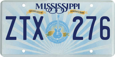 MS license plate ZTX276