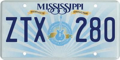 MS license plate ZTX280