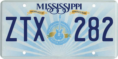 MS license plate ZTX282