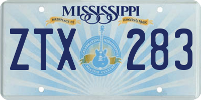 MS license plate ZTX283