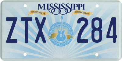 MS license plate ZTX284