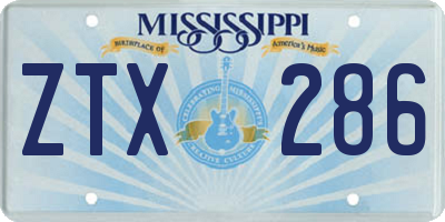 MS license plate ZTX286