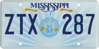 MS license plate ZTX287