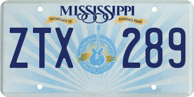 MS license plate ZTX289