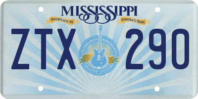 MS license plate ZTX290