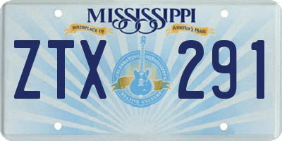 MS license plate ZTX291