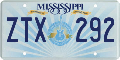 MS license plate ZTX292