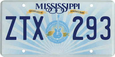 MS license plate ZTX293