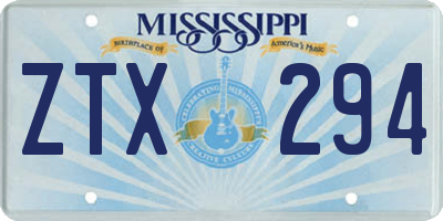 MS license plate ZTX294