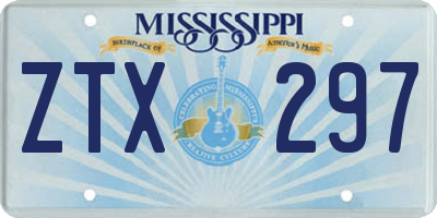 MS license plate ZTX297