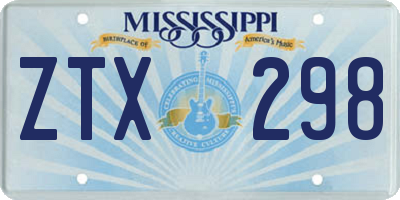 MS license plate ZTX298