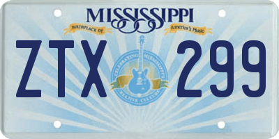 MS license plate ZTX299