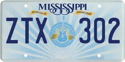 MS license plate ZTX302