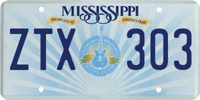 MS license plate ZTX303