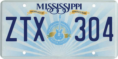 MS license plate ZTX304