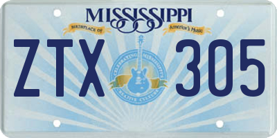 MS license plate ZTX305