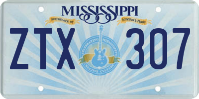 MS license plate ZTX307
