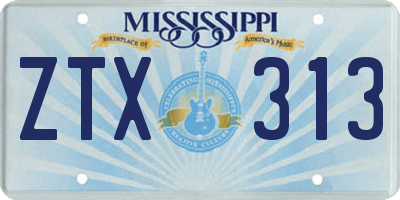 MS license plate ZTX313