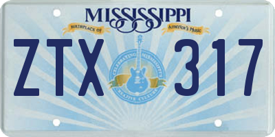 MS license plate ZTX317