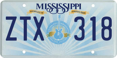 MS license plate ZTX318