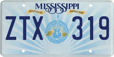 MS license plate ZTX319