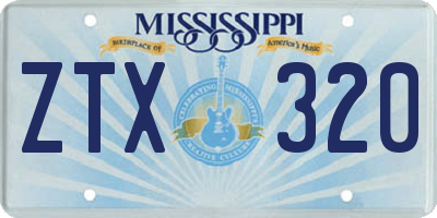 MS license plate ZTX320