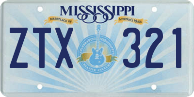 MS license plate ZTX321