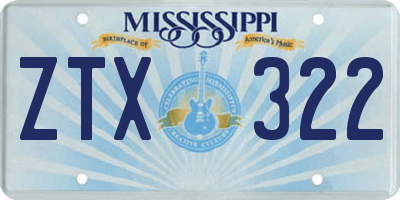 MS license plate ZTX322